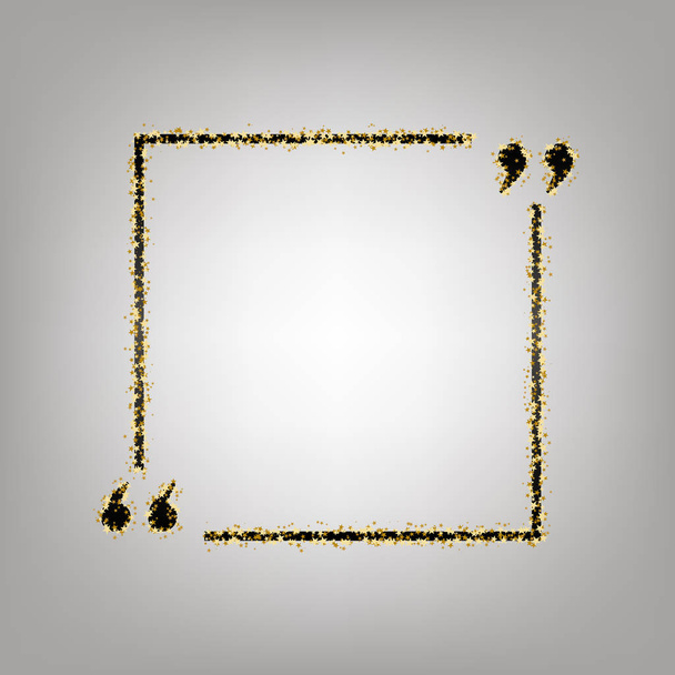 Text quote sign. Vector. Blackish icon with golden stars at gray - Vector, Image