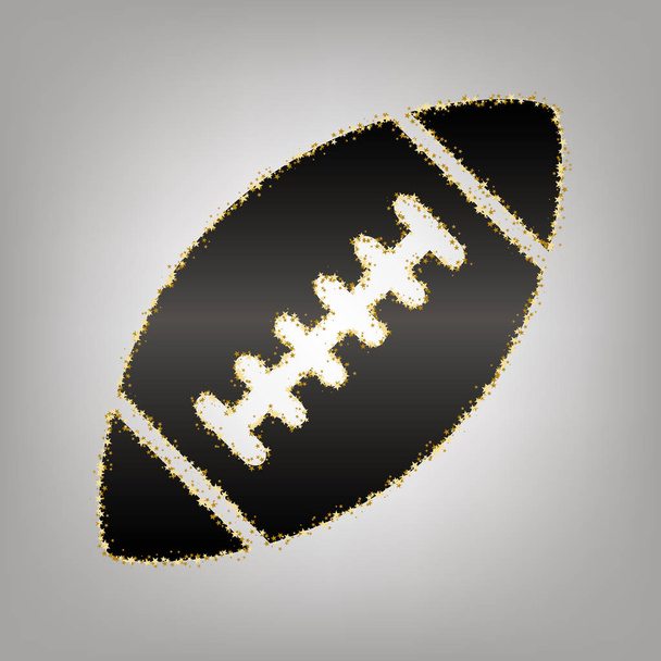 Egyszerű rögbi labdát. Vektor. Feketés ikon, arany - Vektor, kép