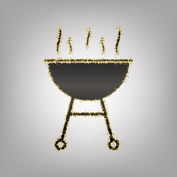 Barbecue simple sign. Vector. Blackish icon with golden stars at - Vector, Image