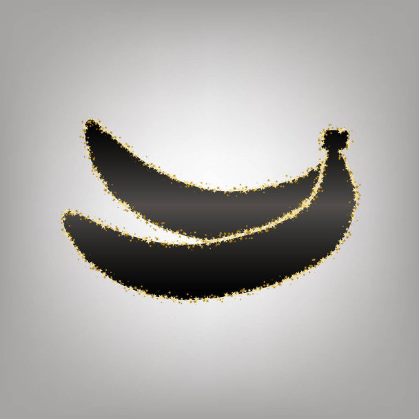 Banana simple sign. Vector. Blackish icon with golden stars at g - Vector, Image
