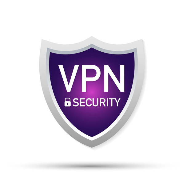 VPN Safety Shield sign on white background. - Vector, Image