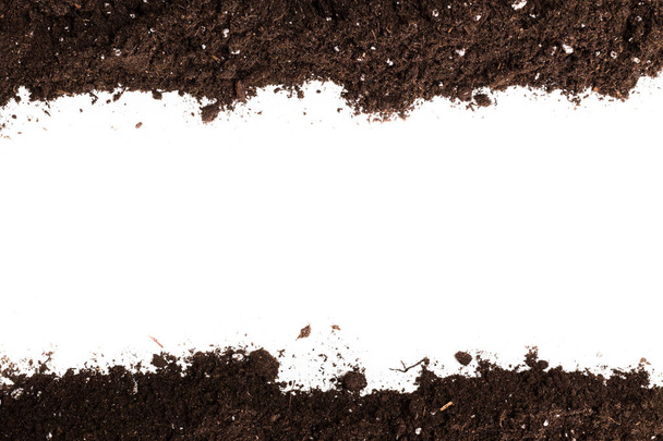Soil or dirt section isolated on white background - Zdjęcie, obraz