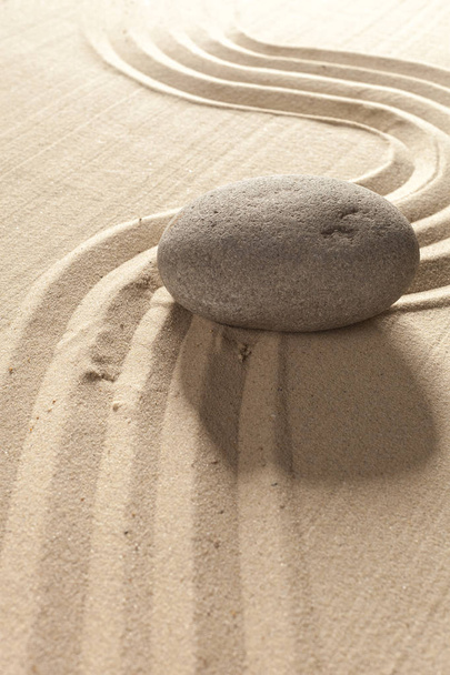 Japanese garden zen stone on sand - Φωτογραφία, εικόνα