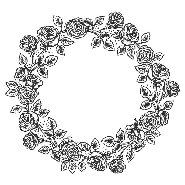 Roses flower frame engraving vector illustration - ベクター画像