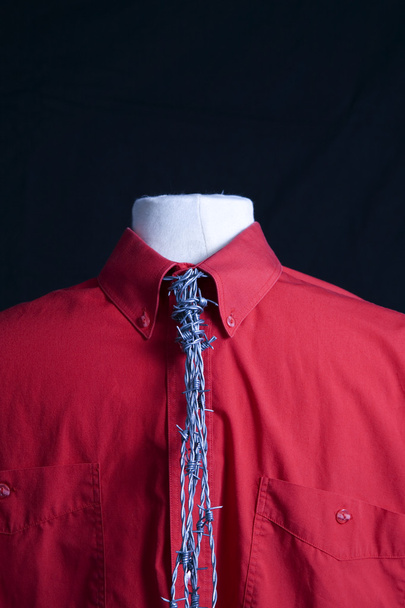 κόκκινο πουκάμισο με γραβάτα αγκαθώματα - Φωτογραφία, εικόνα
