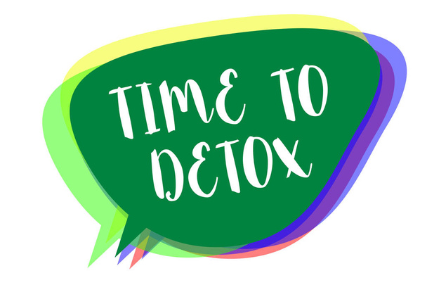 Zápis poznámky ukazující čas na Detox. Obchodní fotografie představí okamžik pro dietní výživa zdraví léčbu závislosti očistit řeči bublina myšlenku připomenutí stíny důležité záměr zpráva - Fotografie, Obrázek