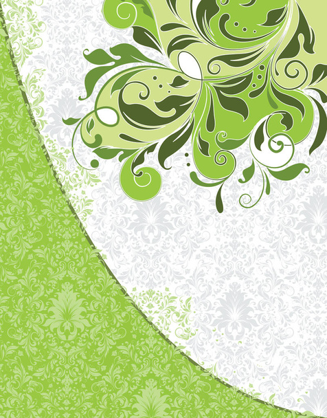 Carte d'invitation vintage avec motif floral abstrait élégant orné, fleurs jaune-vert sur fond blanc. Illustration vectorielle
. - Vecteur, image