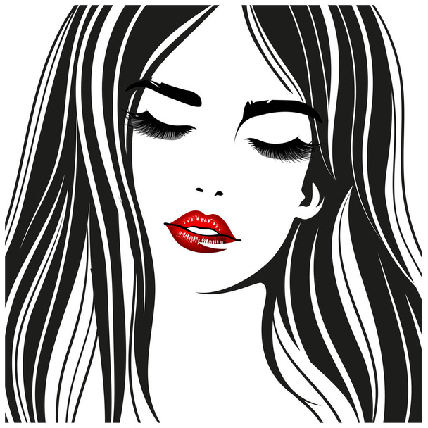 Femme aux lèvres rouges. Portrait vectoriel de mode
 - Vecteur, image