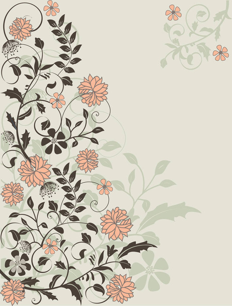 Vintage invitation card with ornate elegant retro abstract floral design. Vector illustration. - Vector, Image