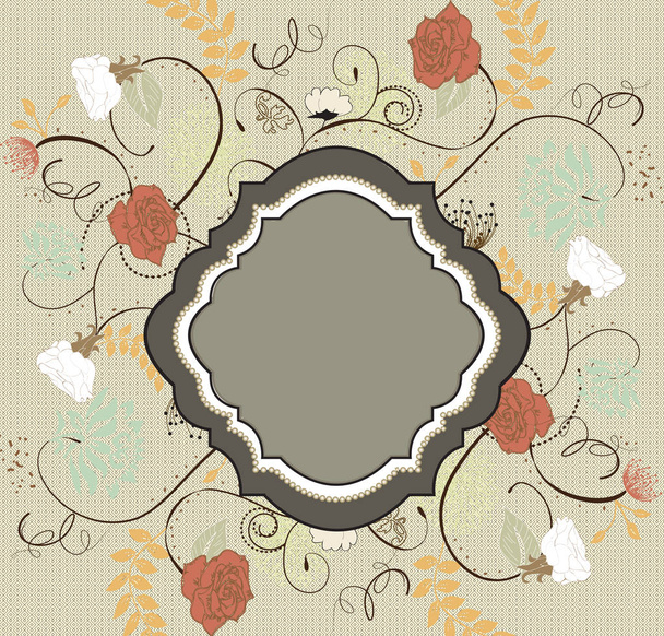 Vintage card with flower ornament  - Vector, Image