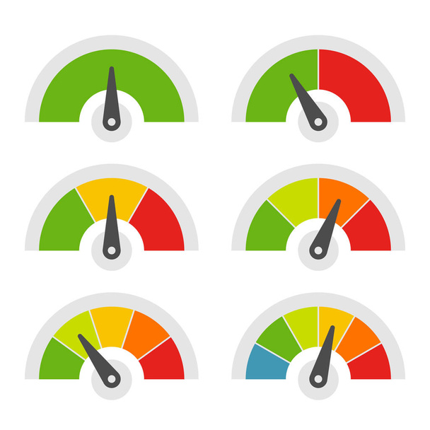 Speed Meter Icons Set on White Background. Vector - Vettoriali, immagini