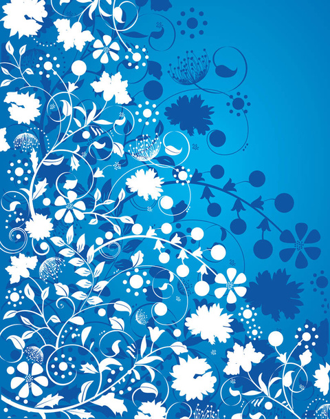 Vintage Pozvánka s zdobené elegantní retro abstraktní květinovým vzorem, bílé na modré. Vektorové ilustrace. - Vektor, obrázek