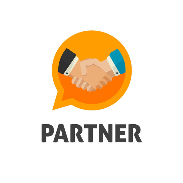 Ruční protřepejte vektorové logo, symbol třesoucí rukou plochý design, handshake logotyp, pojem dohodu nebo ikonu partnerství, partnerské dohody nebo spolupráce jednoty emblém Klipart - Vektor, obrázek