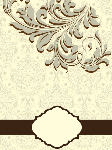 Tarjeta de invitación vintage con un elegante diseño floral retro abstracto adornado. Ilustración vectorial
. - Vector, imagen
