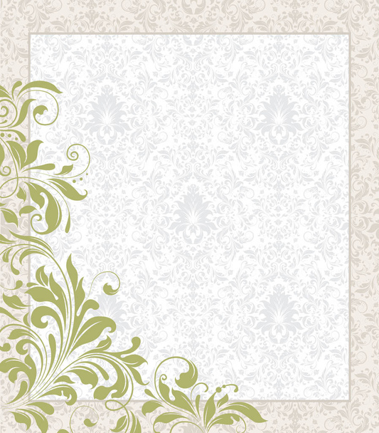 Vintage invitation card with ornate elegant retro abstract floral design. Vector illustration. - Vector, Image