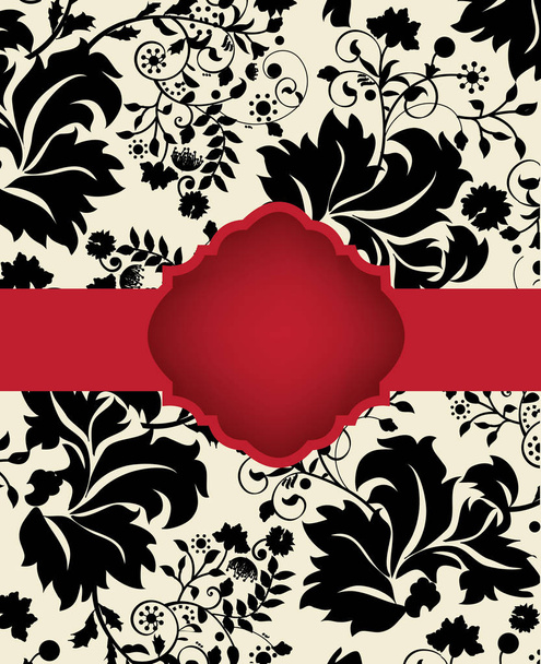Vintage invitation card with ornate elegant retro abstract floral design. Vector illustration. - Vector, imagen