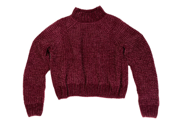Crimson sweater. Isolate on white background - Photo, image