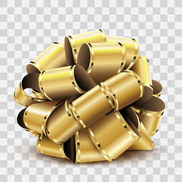 Golden bow on transparent background for birthday, valentine day, christmas. Vector illustration. - Vector, afbeelding