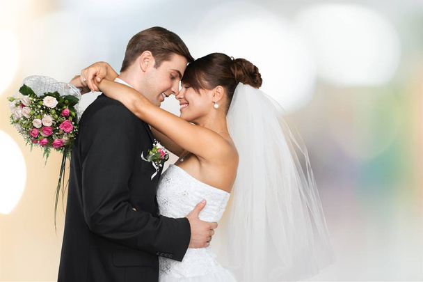 portrait of young wedding couple embracing - Фото, изображение