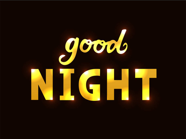 Vector illustration of good night text for logotype, flyer, banner, invitaion or greeting card, postcard, badge. Good night typography poster. Handwritten modern lettering. Good night quotation on textured background. - ベクター画像