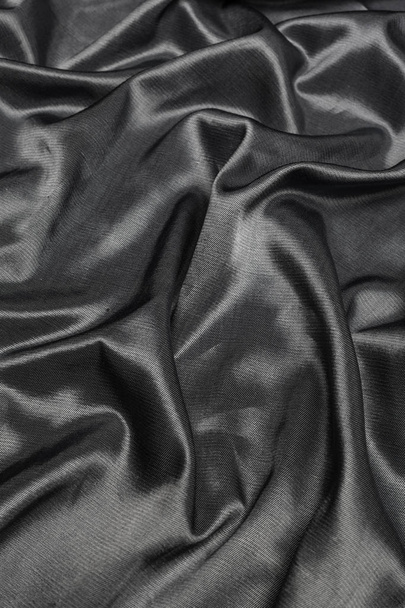 Black silk fabric background - Fotoğraf, Görsel