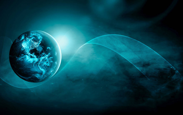 宇宙からの地球。コンセプトシリーズからのグローバルビジネスのベストインターネットコンセプト。NASAによって提供されたこの画像の要素。3Dイラスト - 写真・画像