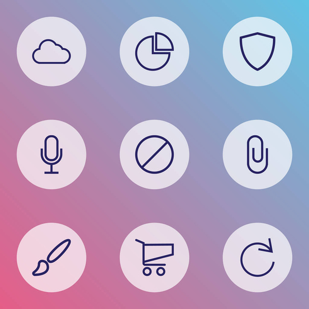 User icons line style set with shopping, pie chart, refresh and other ban elements. Isolated vector illustration user icons. - Vector, Image