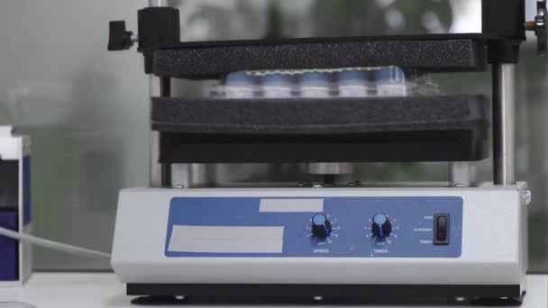 Μηχάνημα για την ανάδευση σωλήνες δοκιμής από τη δόνηση για να χωρίσει τα κύτταρα και να συνεχίσουν τις σπουδές - Πλάνα, βίντεο