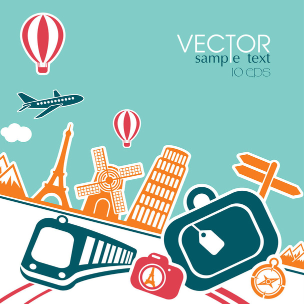 Utazási és idegenforgalmi háttér és infographic - Vektor, kép