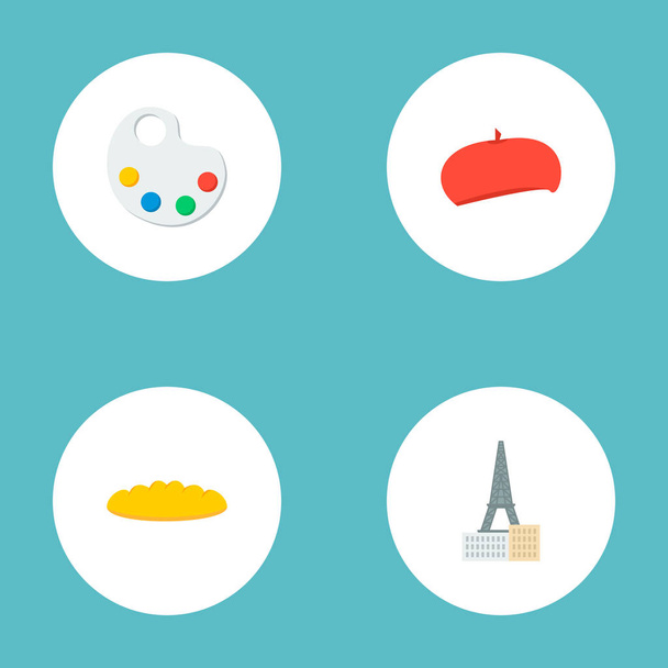 Set of europe icons flat style symbols with architecture, beret, artist and other icons for your web mobile app logo design. - Photo, Image