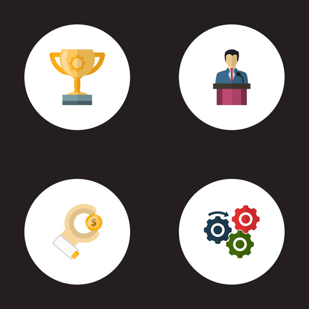Set von Startup-Symbolen flache Stil-Symbole mit Sponsor, Workflow-Prozess, Motivation und andere Symbole für Ihr Web-Mobile-App-Logo-Design. - Foto, Bild
