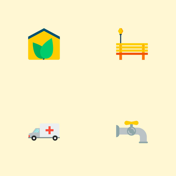 Készlet-ból technológiai ikonok lapos stílusú szimbólumok vízvezeték, pad, eco house és más ikonok a webes mozgatható app logo tervezés. - Fotó, kép