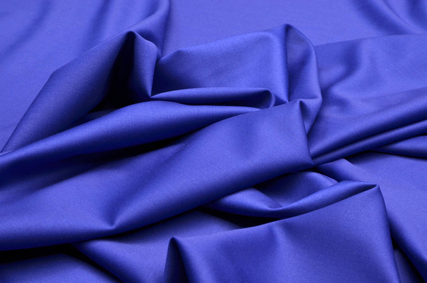 Tecido stretch azul terno de lã e elastano
 - Foto, Imagem
