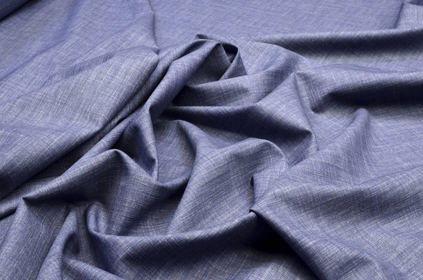 Ткань шерстяной костюм синий, меланж
 - Фото, изображение