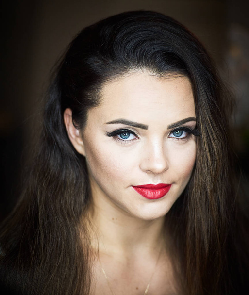 Woman cosmetic closeup red lips, beauty portrait, for salon and advertisement beautiful people and healthy care skin and hair. - Fotografie, Obrázek