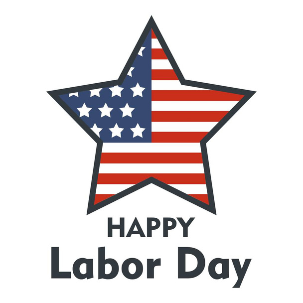 Αμερικανική ημέρα της εργασίας λογότυπο εικονίδιο αστεριού, επίπεδη στυλ - Διάνυσμα, εικόνα