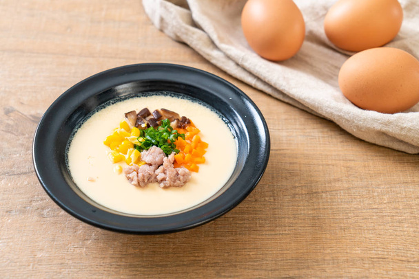 homemade steamed egg with mince pork and vegetable - Photo, image