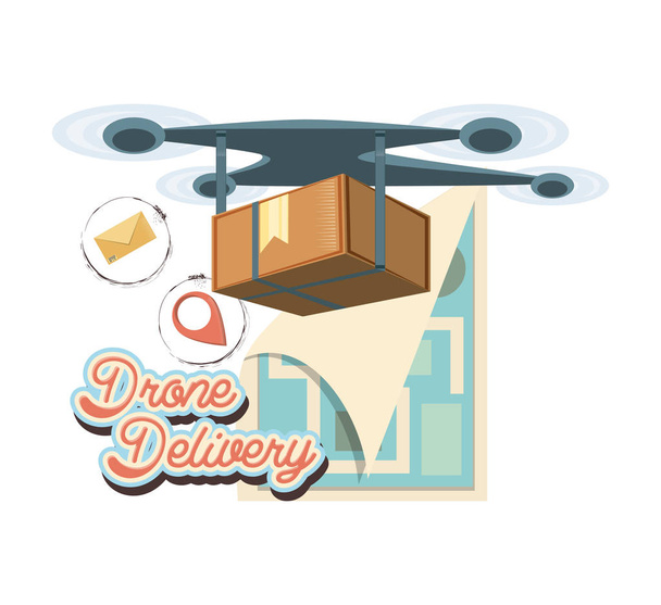 service de livraison de drone avec carte papier icône vectorielle ilustration
 - Vecteur, image