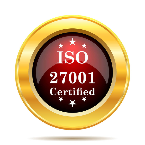 ISO 27001 simgesi. Beyaz arka plan üzerinde Internet düğmesi - Fotoğraf, Görsel