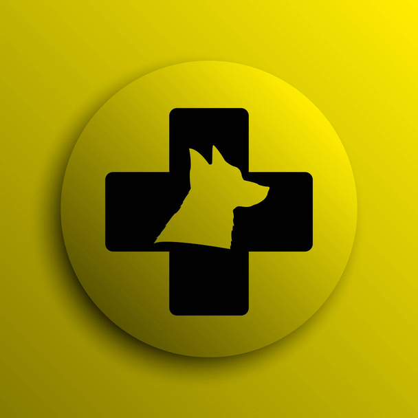 Icono veterinario. Botón amarillo internet
 - Foto, imagen