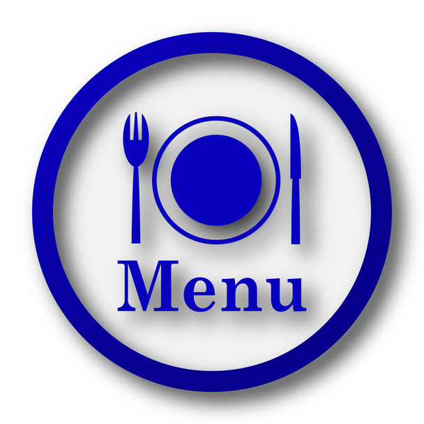 Icono del menú. Botón azul de internet sobre fondo blanco
 - Foto, imagen