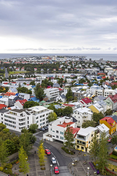 Picturesque aerial view of Reykjavik city center, Iceland. View from the top of Hallgrimskirkja Cathedral in Reykjavik - Photo, image