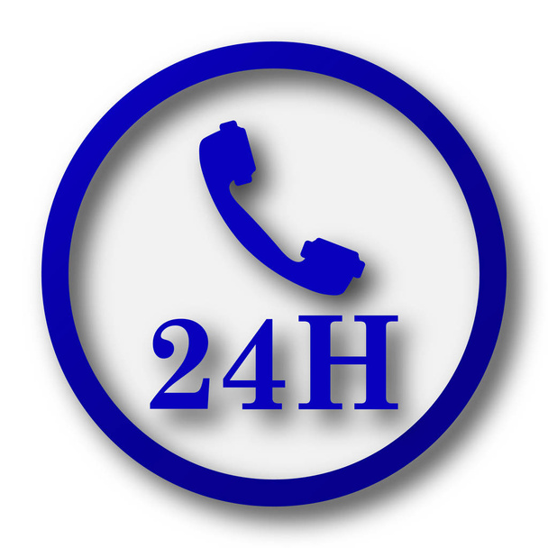 icona del telefono 24H. Pulsante internet blu su sfondo bianco
 - Foto, immagini