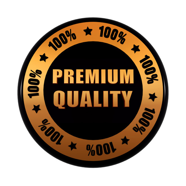 premium quality 100 percentages in golden black circle label - Photo, Image
