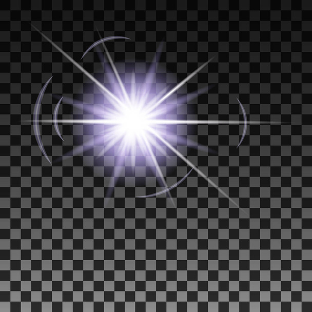 Flashs lumineux de couleur blanche avec une teinte violette. Sur fond transparent isolé. Illustration vectorielle. Eps 10
. - Vecteur, image
