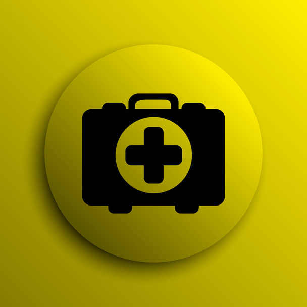 Ícone do saco médico. Botão amarelo internet
 - Foto, Imagem