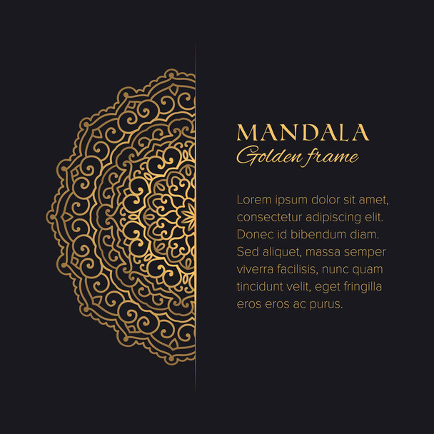 Borde decorativo vectorial Mandala con texto de muestra. Plantilla de lujo con elemento redondo oriental para identidad, diseño y decoración
 - Vector, imagen