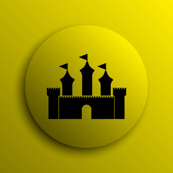 Icono del castillo. Botón amarillo internet
 - Foto, Imagen