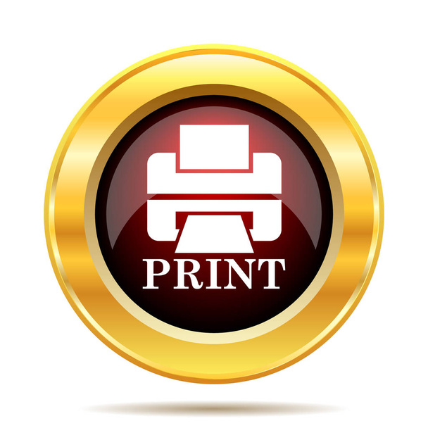Impresora con el icono de palabra PRINT. Botón de Internet sobre fondo blanco
 - Foto, Imagen