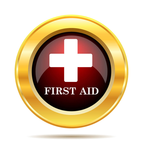 Ikona pierwszej pomocy. Przycisk Internet na białym tle - Zdjęcie, obraz